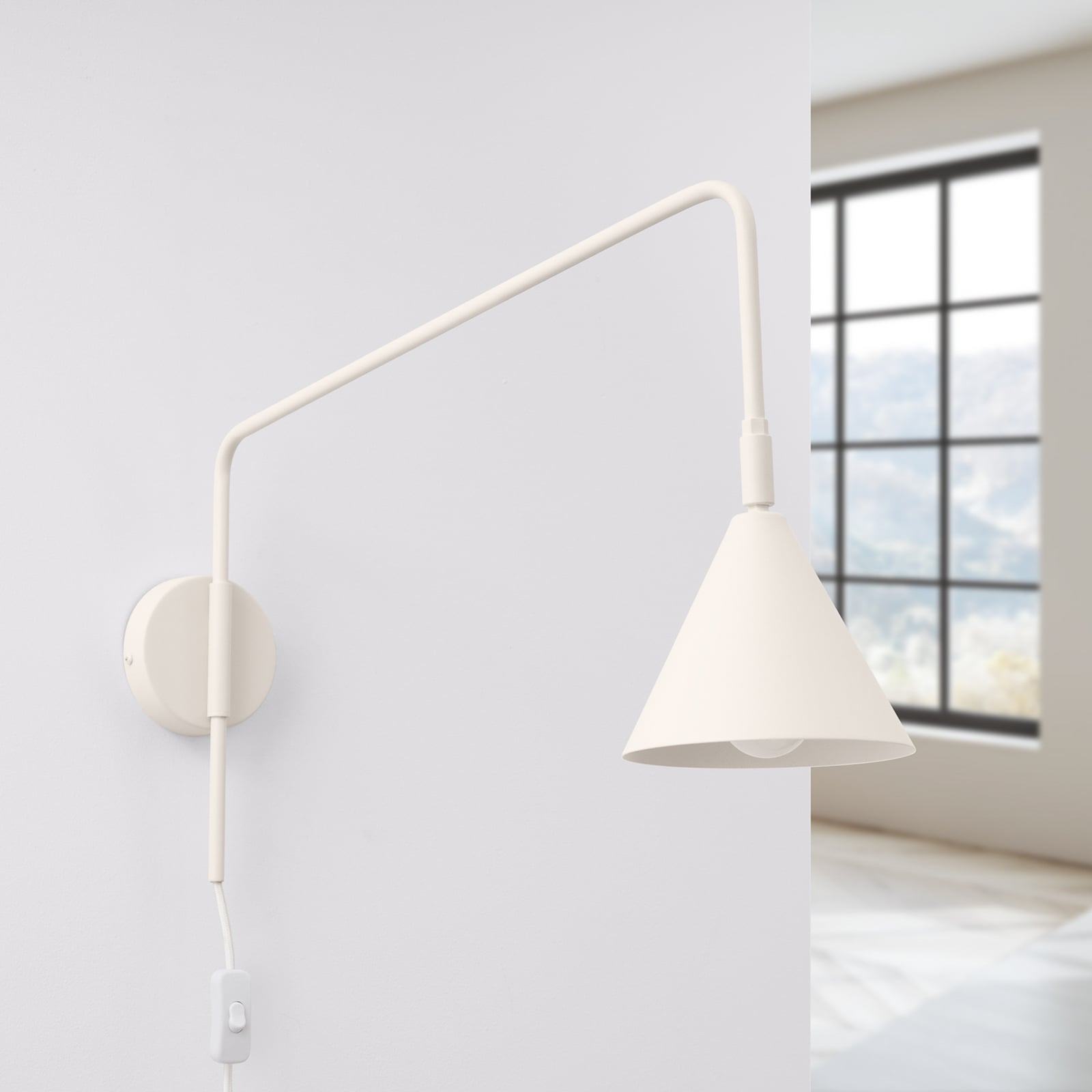 Wandleuchte Wandlampe LYS Beige Stahl Stecker E14 LED Skandinavisch Ø 14 cm - 5907073081279