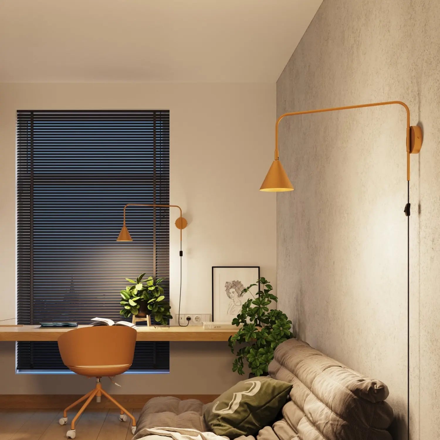 B-Ware Wandleuchte Wandlampe Lys Goldfarben Stahl E14 Led Stecker Schalter Kabel Lampe - 5907073081262