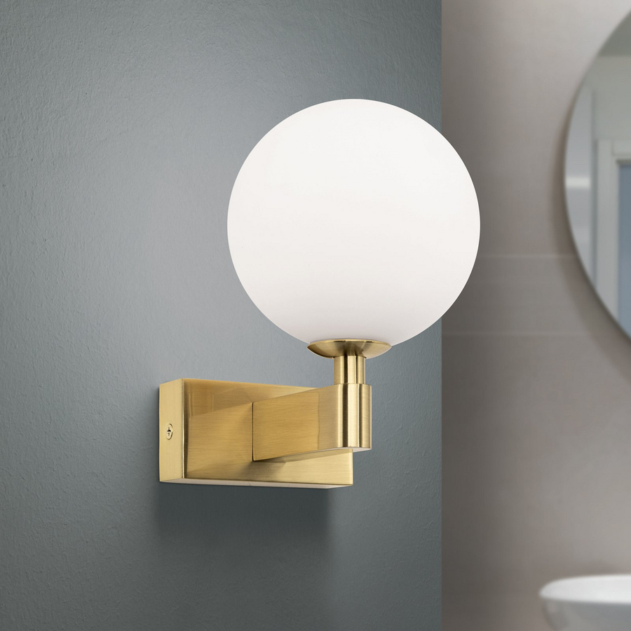 Orion Wandleuchte Mara Wandlampe Wandlicht Messingfarben Glas 17,5cm Deko Ip44   B-Ware - 9003090277209