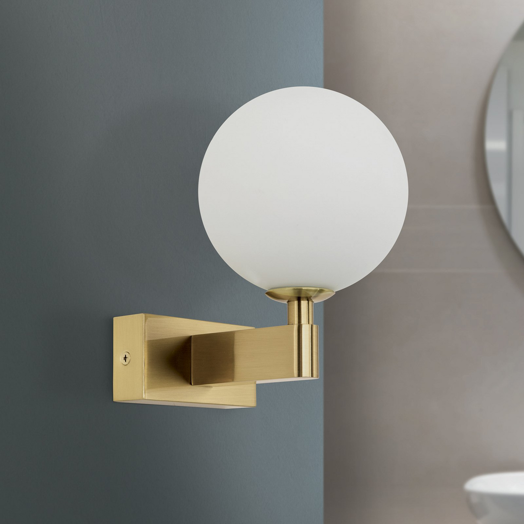 Orion Wandleuchte Mara Wandlampe Wandlicht Messingfarben Glas 17,5cm Deko Ip44   B-Ware - 9003090277209