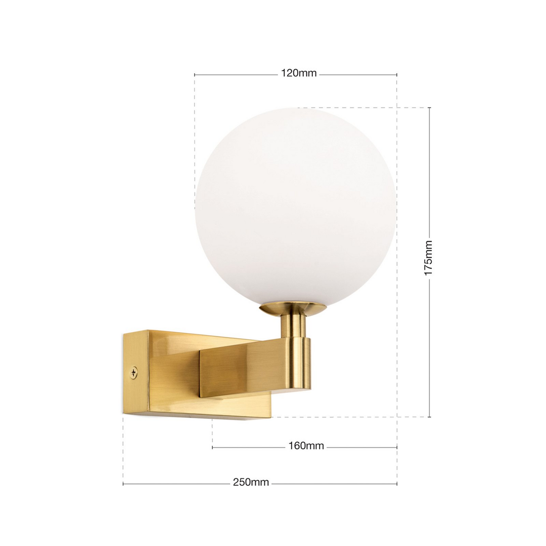 Orion Wandleuchte Mara Wandlampe Wandlicht Messingfarben Glas 17,5cm Deko Ip44   B-Ware - 9003090277209