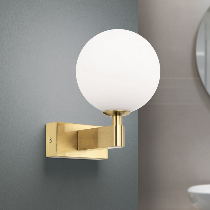 Orion Wandleuchte Mara Wandlampe Wandlicht Messingfarben Glas 17,5cm Deko Ip44   B-Ware - 9003090277209