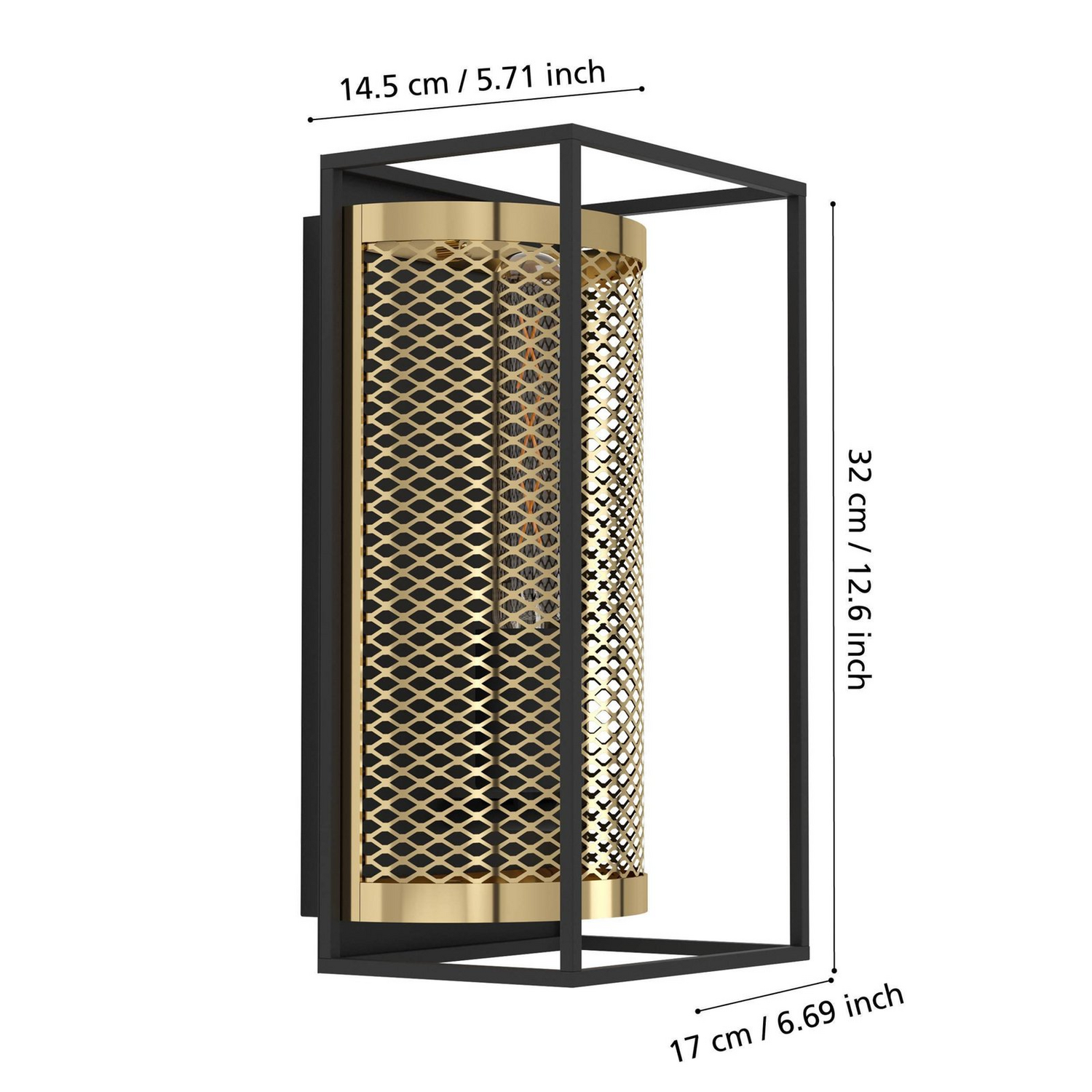 B-Ware Eglo Wandleuchte Nohales Höhe 32 Cm Schwarz Messingfarben Wandlampe Lampe Spot - 9002759437893