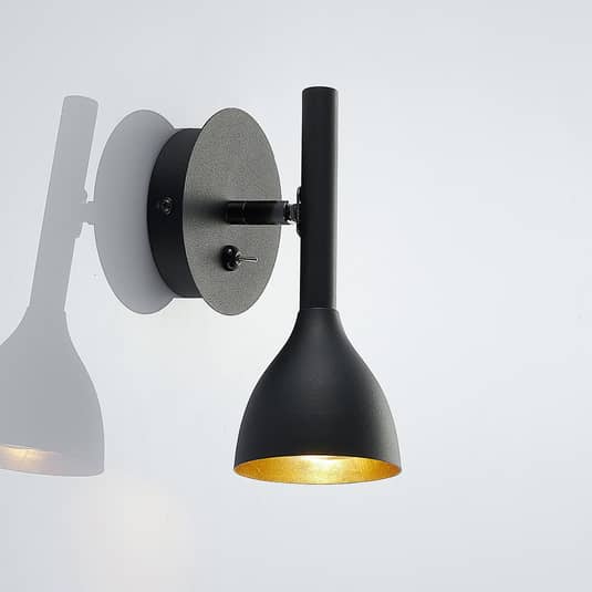 Lucande Wandleuchte Nordwin Flurleuchte Wandlampe Lampe Leuchte schwarz gold - 4251096563115