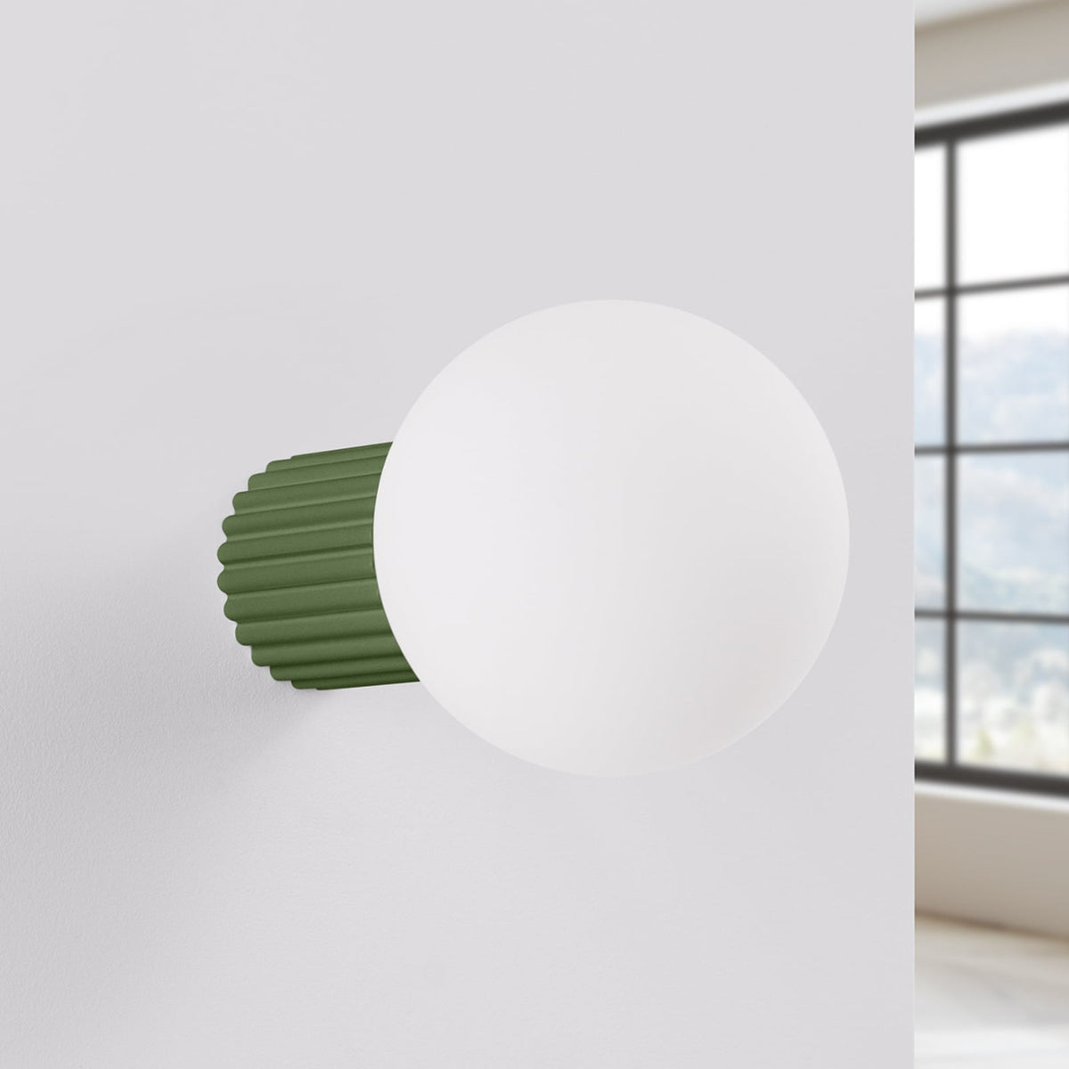 Wandleuchte Wandlampe ORBI Olivgrün Glas Aluminium Badezimmer Leuchte IP44 - 5907073081194