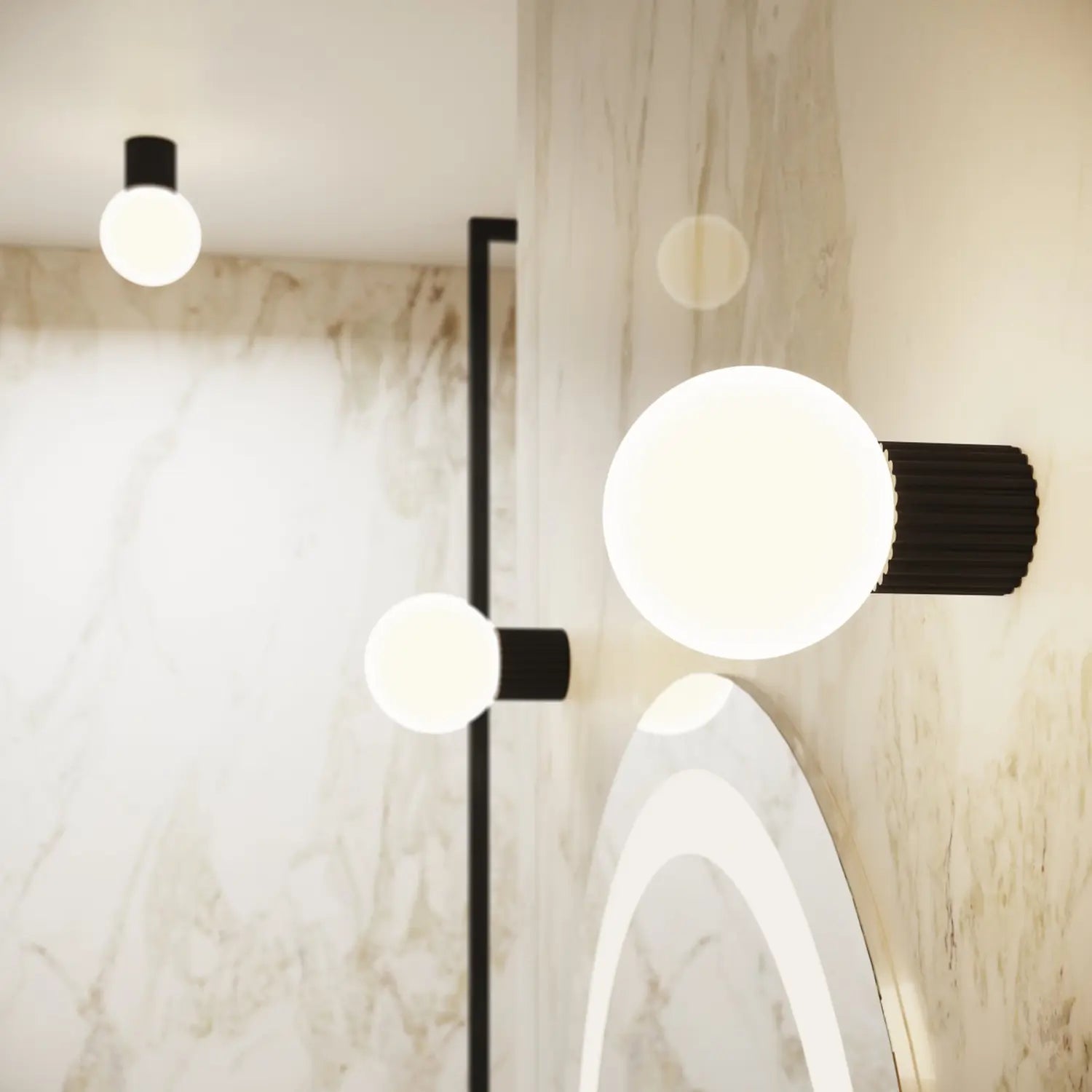 B-Ware Wandleuchte Wandlampe Orbi Schwarz Glas Aluminium Ip44 Badezimmer G9 Led ø 12 Cm - 5907073081163