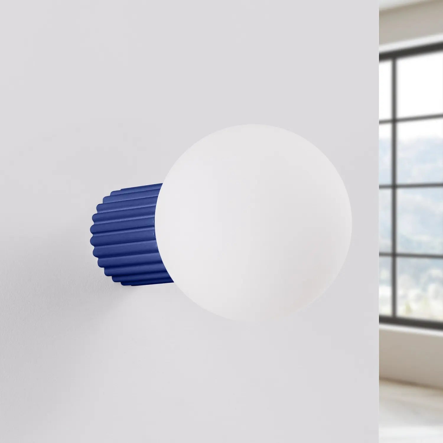 B-Ware Sollux Lighting Wandleuchte Wandlampe Orbi Glas Aluminium Marineblau Weiß - 5907073081200