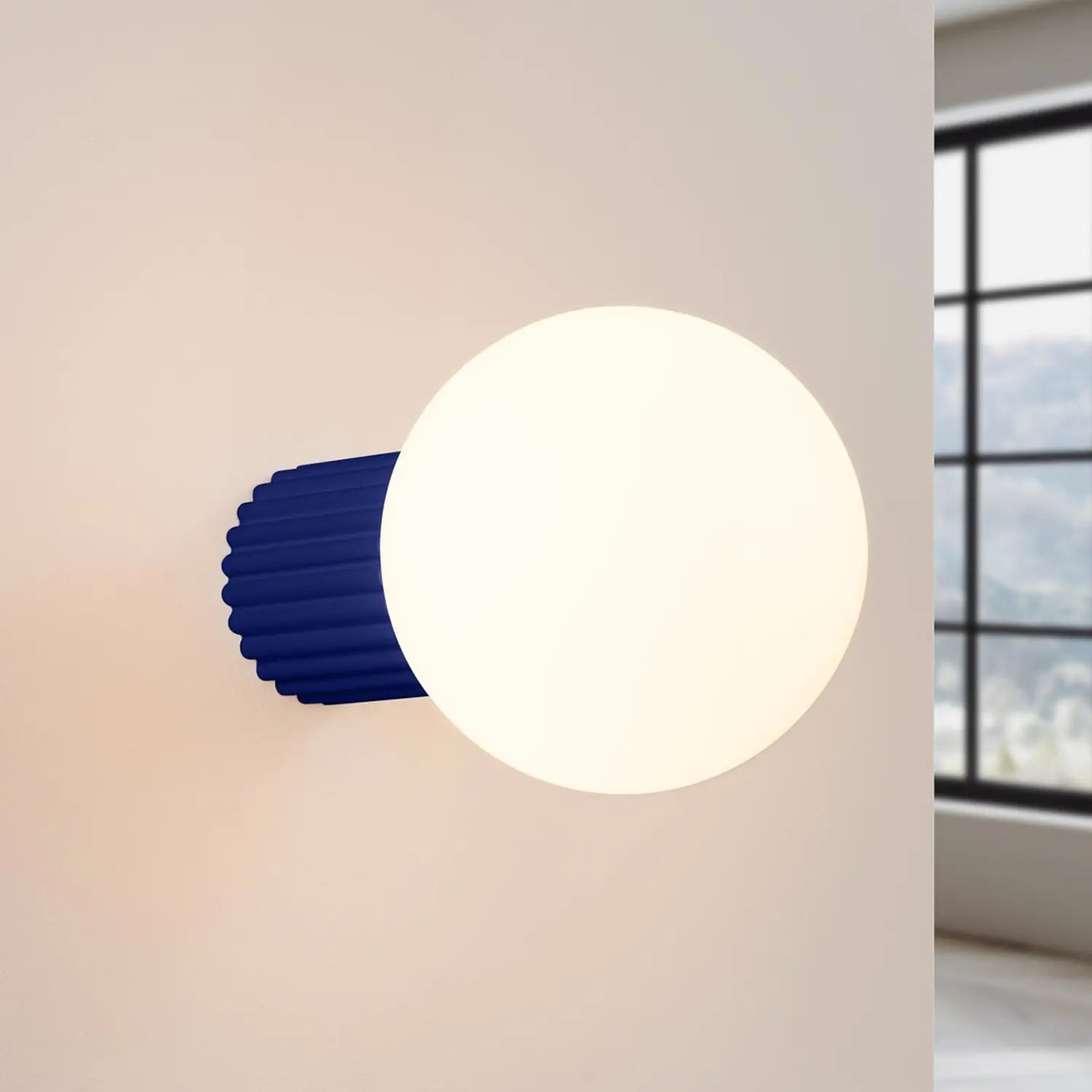 B-Ware Sollux Lighting Wandleuchte Wandlampe Orbi Glas Aluminium Marineblau Weiß - 5907073081200