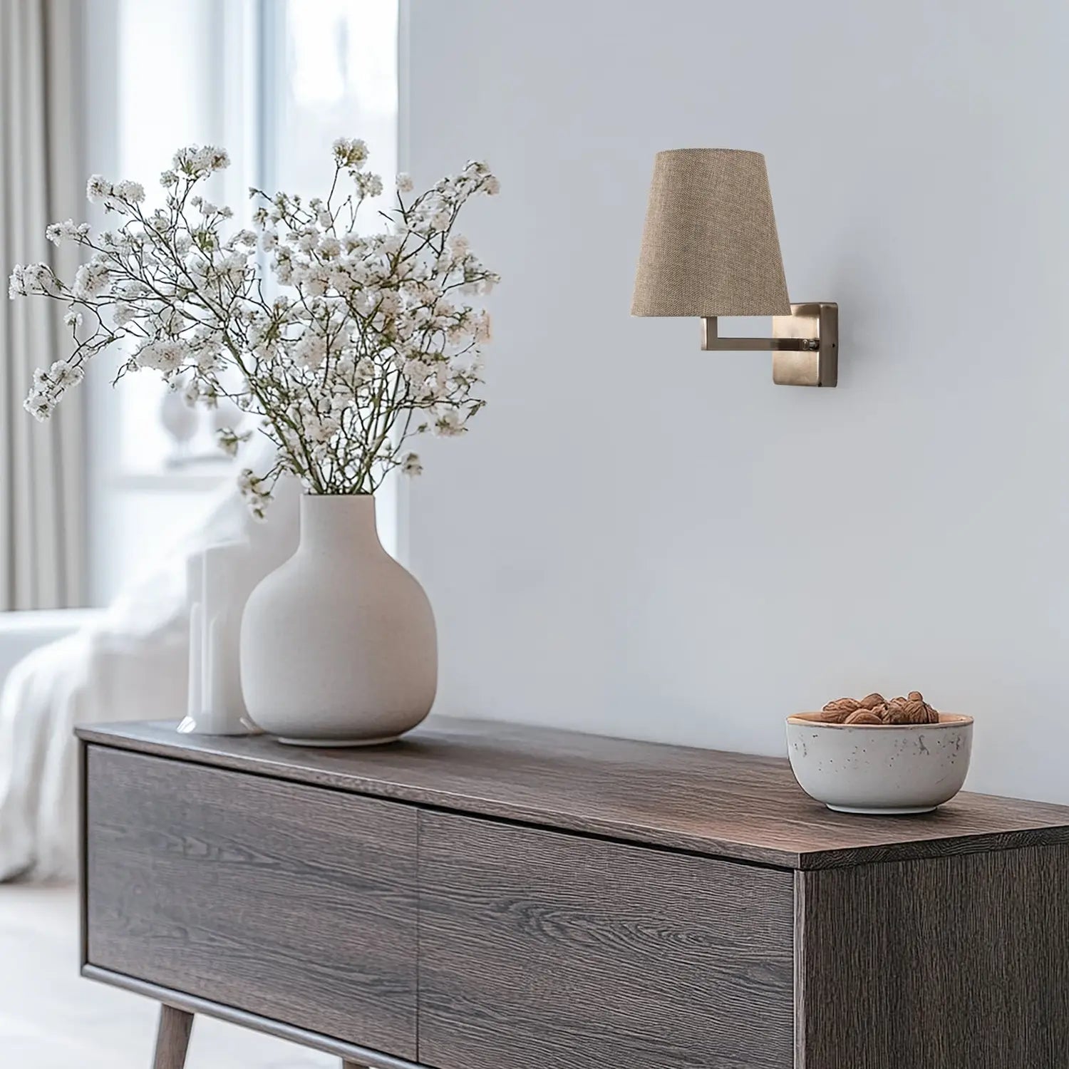 B-Ware Profil Wandleuchte Wandlampe Gold Creme Metall Textil Höhe 30 Cm Wohnzimmer Flur - 8684283481408