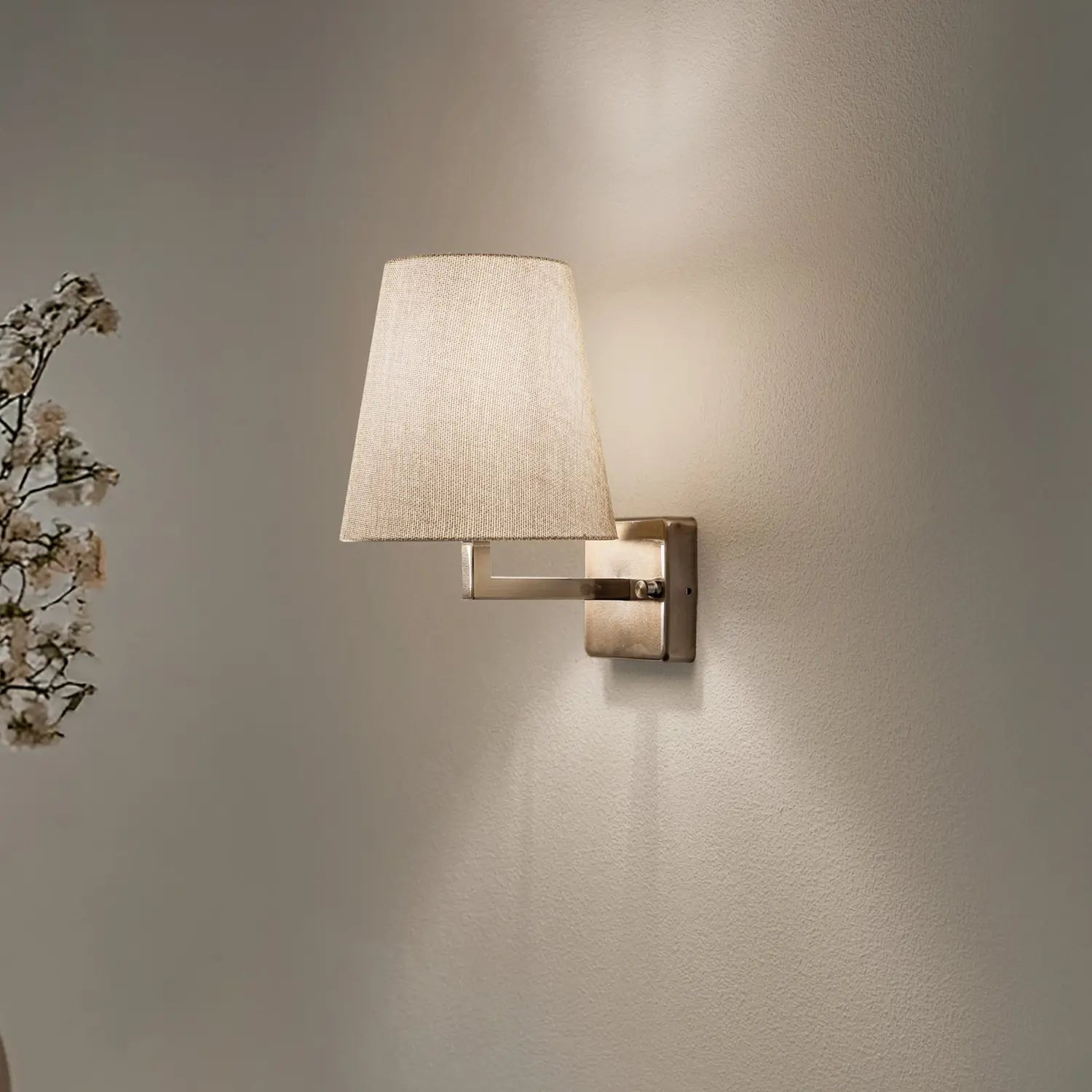 B-Ware Profil Wandleuchte Wandlampe Gold Creme Metall Textil Höhe 30 Cm Wohnzimmer Flur - 8684283481408