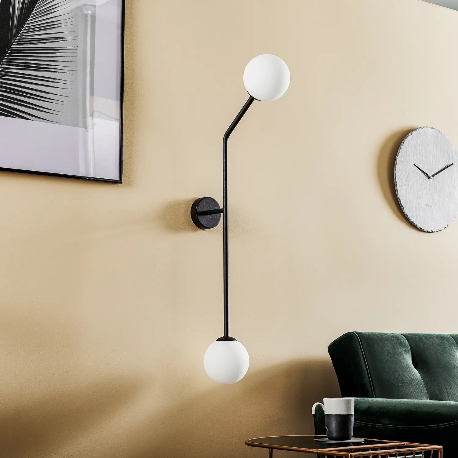 B-Ware Wandleuchte Pure Wandlampe Schwarz Metall Glas Zweiflammig Senkrecht Dimmbar - 5904798652487