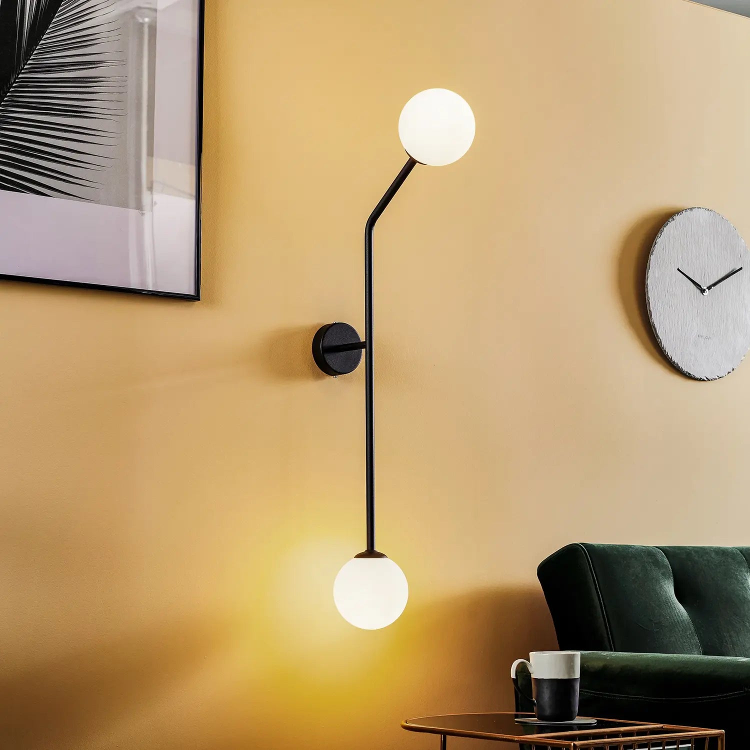 B-Ware Wandleuchte Pure Wandlampe Schwarz Metall Glas Zweiflammig Senkrecht Dimmbar - 5904798652487