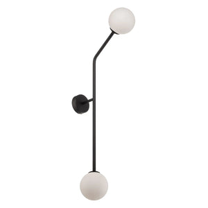 B-Ware Wandleuchte Pure Wandlampe Schwarz Metall Glas Zweiflammig Senkrecht Dimmbar