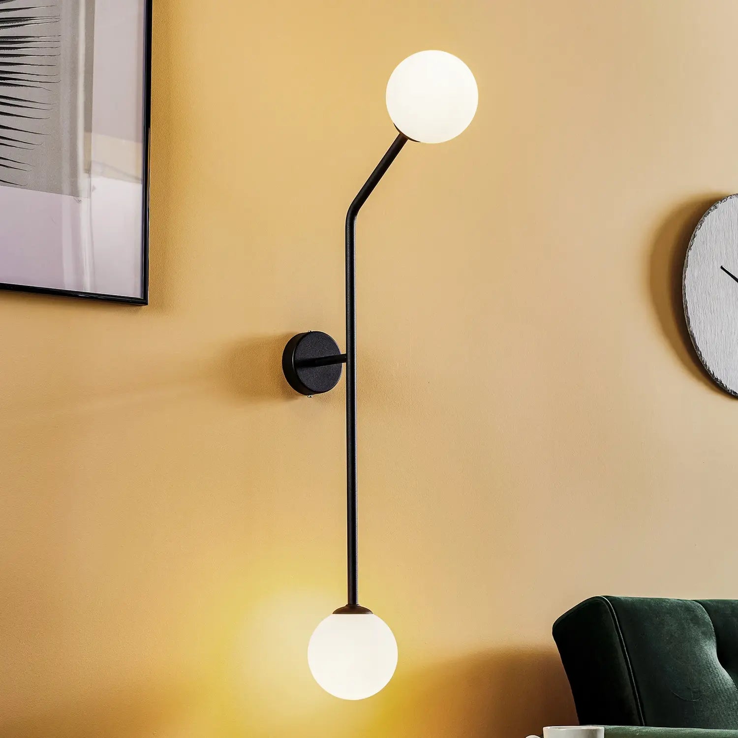 B-Ware Wandleuchte Pure Wandlampe Schwarz Metall Glas Zweiflammig Senkrecht Dimmbar - 5904798652487
