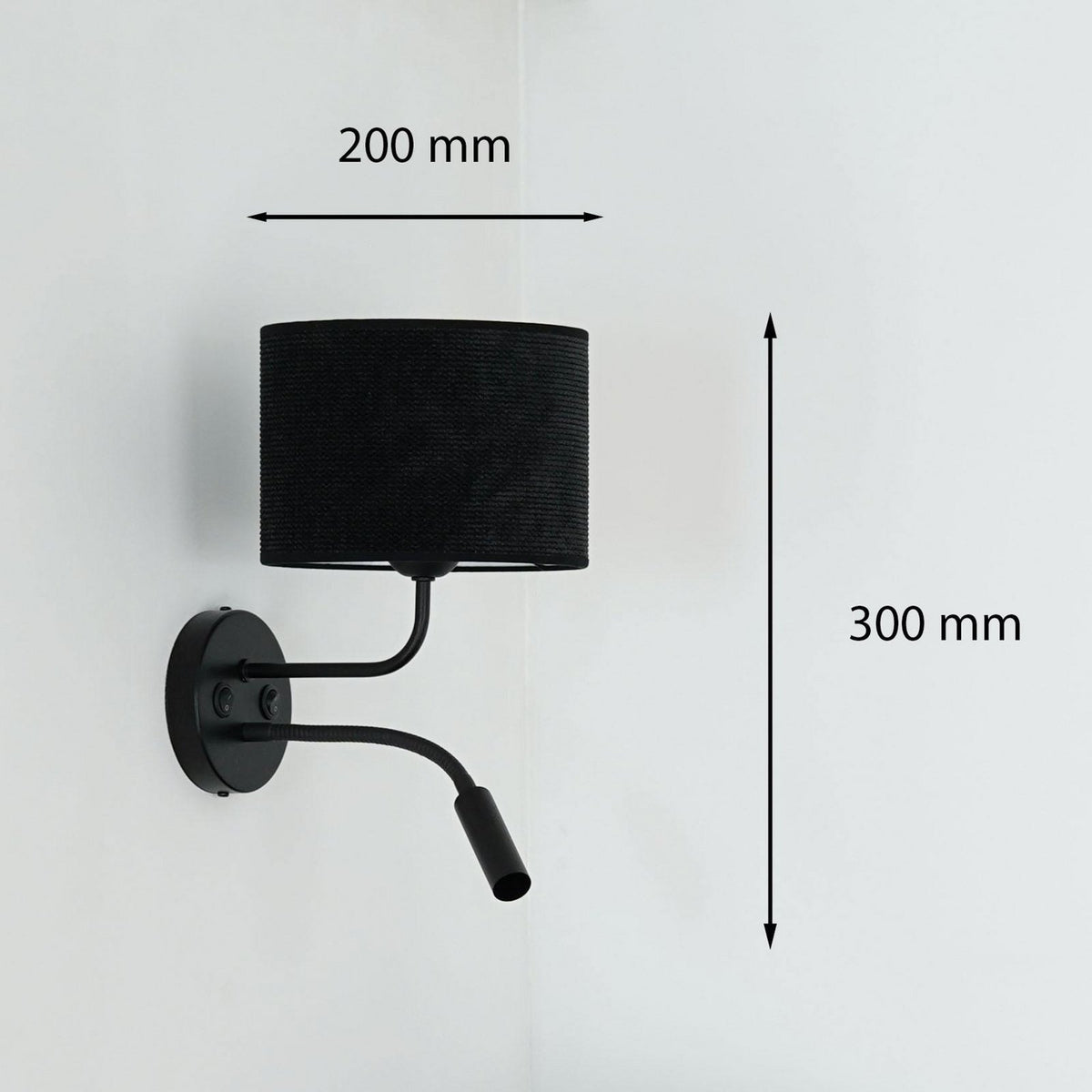 Wandleuchte Roller Wandlampe Leselicht Cord schwarz Metall schwarz Schalter LED - 5905317606752