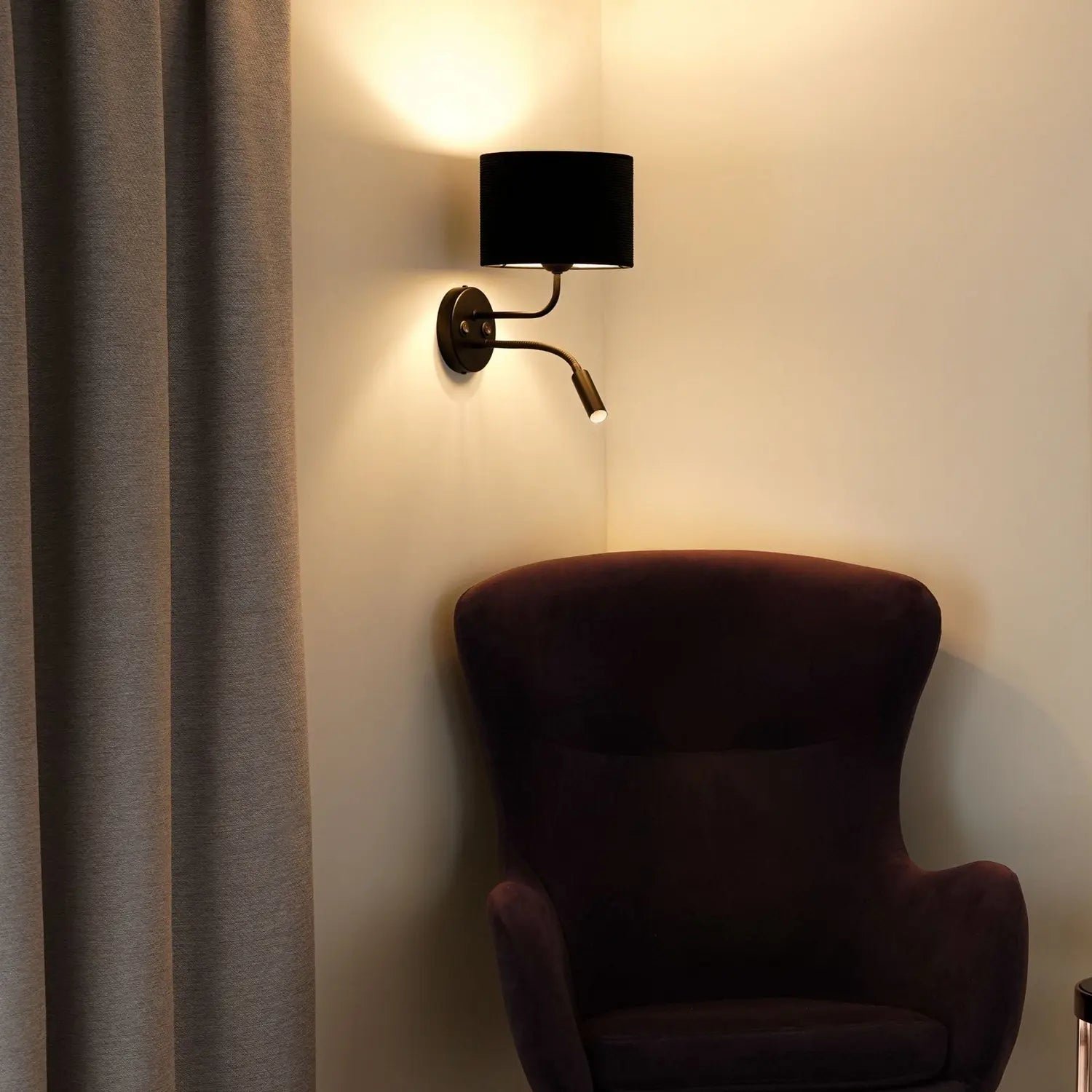 B-Ware Wandleuchte Roller Wandlampe Leselicht Cord Schwarz Metall Schwarz Schalter Led - 5905317606752
