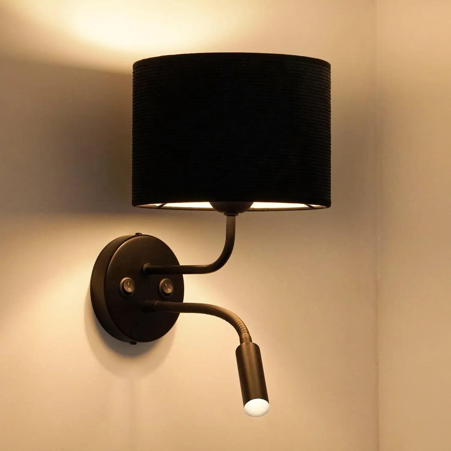 B-Ware Wandleuchte Roller Wandlampe Leselicht Cord Schwarz Metall Schwarz Schalter Led - 5905317606752