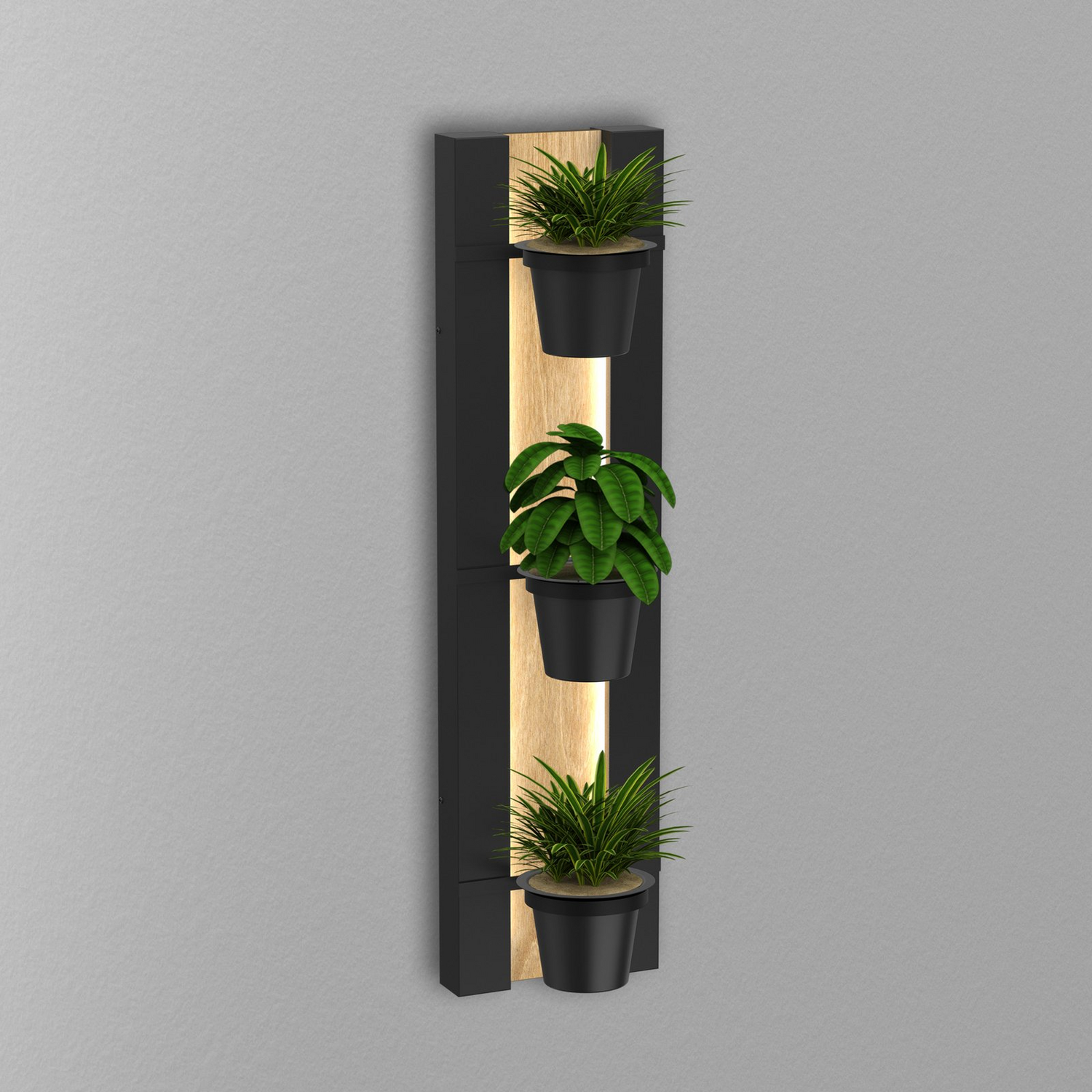 B-Ware Luminex Wandleuchte Shelf Schwarz Holzfarben Stahl Holz 90cm Hoch Lampe Leuchte - 5907812622985