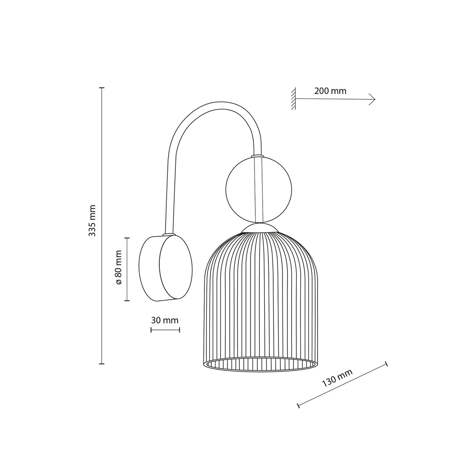 B-Ware Sophia Wandleuchte Wandlampe Glas Metall Cognac Schwarz Lampe Leuchte Led E14252 - 5906135111404