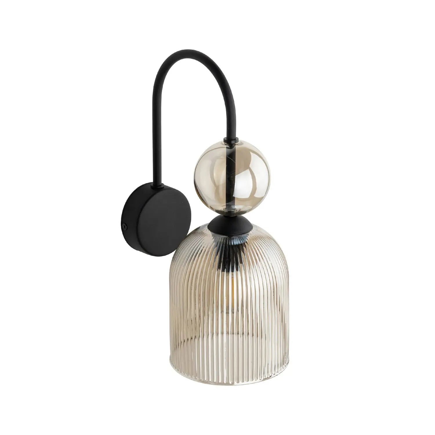 B-Ware Sophia Wandleuchte Wandlampe Glas Metall Cognac Schwarz Lampe Leuchte Led E14 - 5906135111404