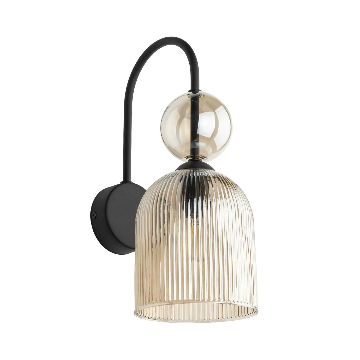 B-Ware Sophia Wandleuchte Wandlampe Glas Metall Cognac Schwarz Lampe Leuchte Led E14 - 5906135111404