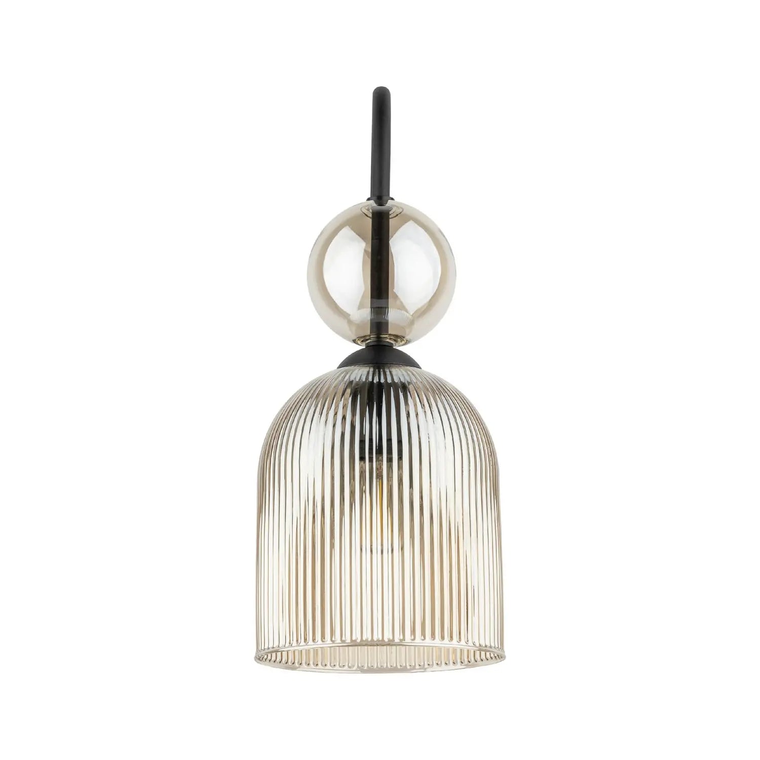B-Ware Sophia Wandleuchte Wandlampe Glas Metall Cognac Schwarz Lampe Leuchte Led E14252 - 5906135111404