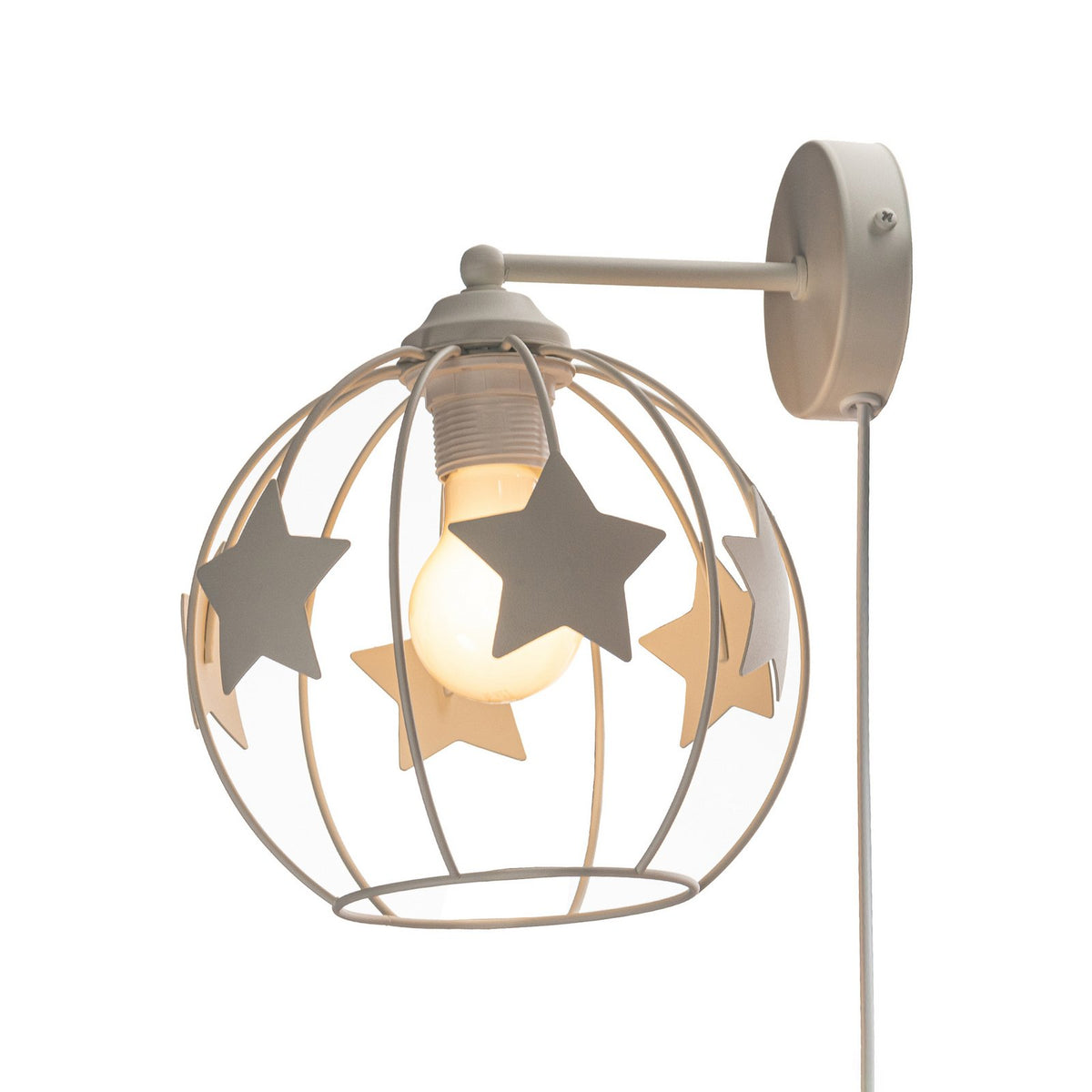 Stars Wandleuchte Wandlampe Leuchte sandfarben Metall Ø 21 cm Stecker - 5902349236407