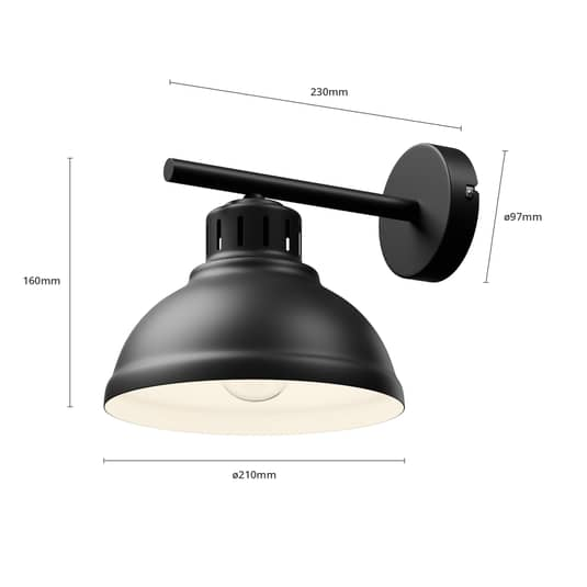 B-Ware Euluna Wandleuchte Sven Wandlampe Wandlicht Leuchte Lampe E27 Einflammig Schwarz - 5907565990423