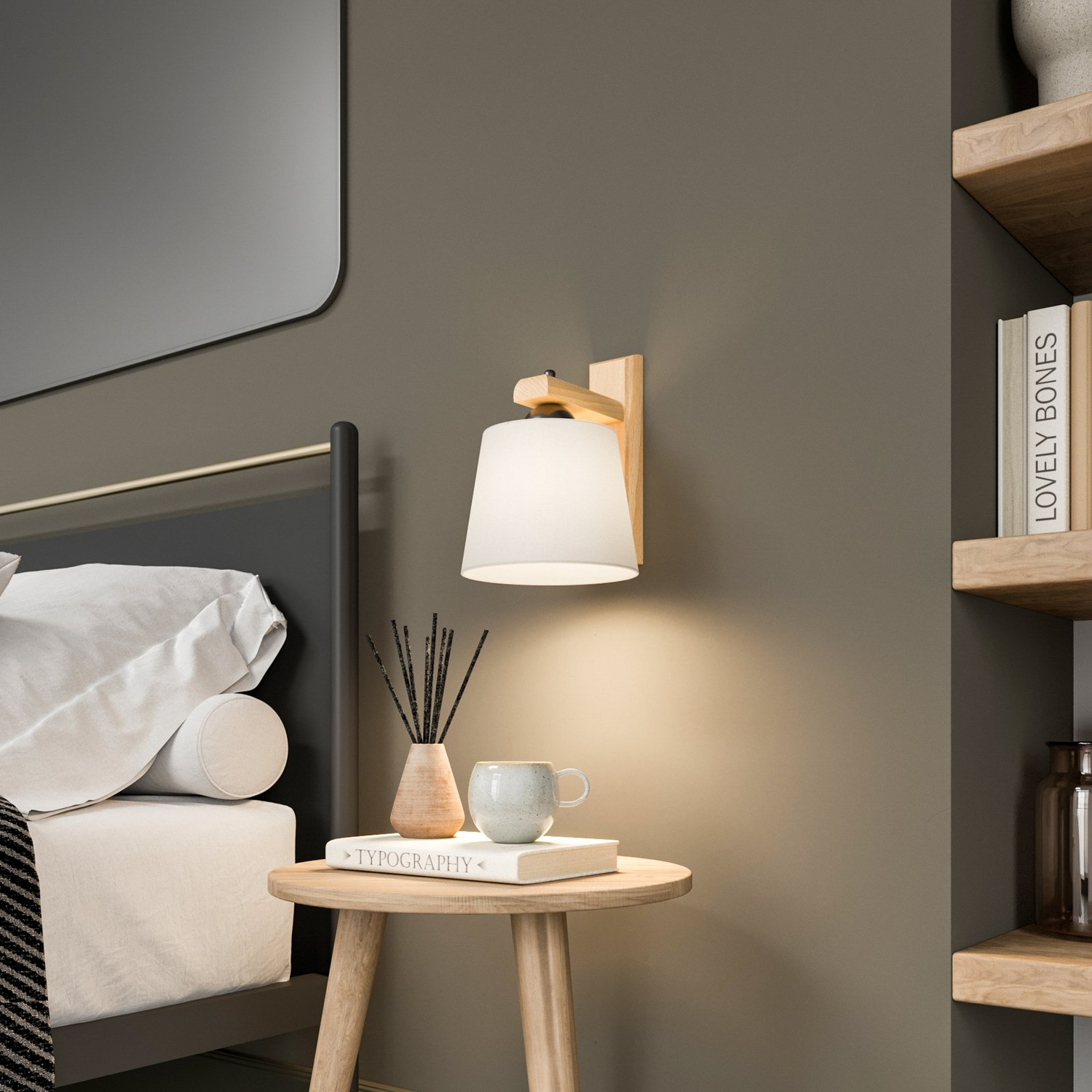 B-Ware Euluna Wandleuchte Sweden Mit Holzgestell Eiche Rustikal Wandlampe Lampe Leuchte