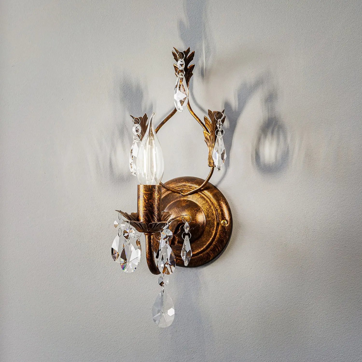 B-Ware Wandleuchte Teresa Wandlampe Eisen Kristall Bronze Transparent 1 Flammig E14 Led - 8030626518582