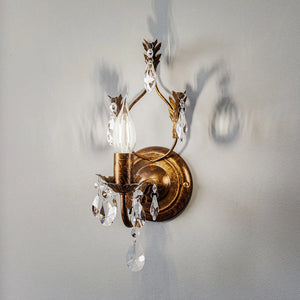 B-Ware Wandleuchte Teresa Wandlampe Eisen Kristall Bronze Transparent 1 Flammig E14 Led