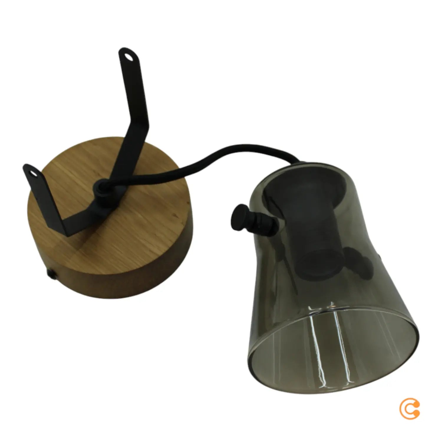 B-Ware Just Light Wandstrahler Leuchte Green Langström Glasschirm Holz Hell Schwarz - 4043689994860