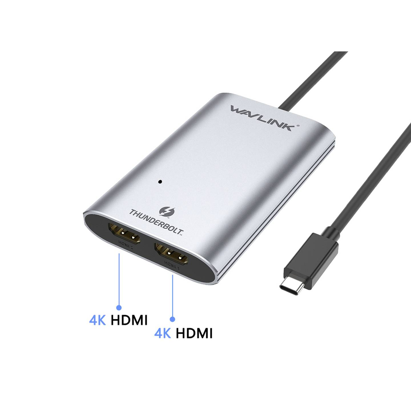 Adaptateur TV/moniteur Wavlink (B-Stock) - Convertisseur HDMI Thunderbolt 3 - Gris sidéral - Double affichage