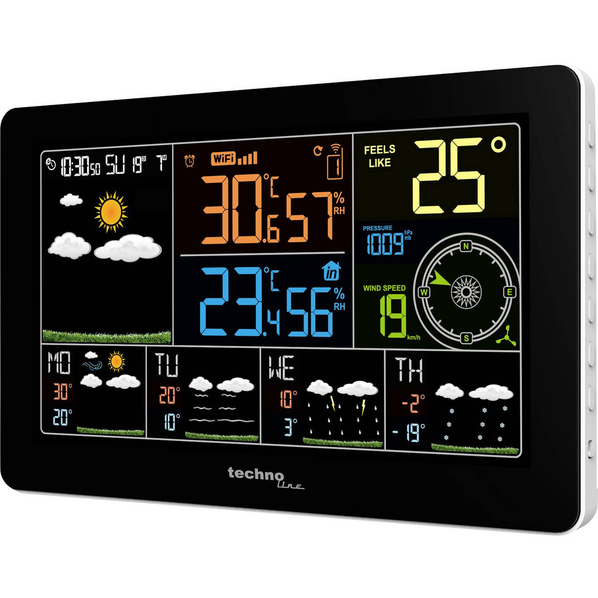 Technoline Wetterstation Funkstation WLAN WD2700 Außensender Display Schwarz - 4029665027005