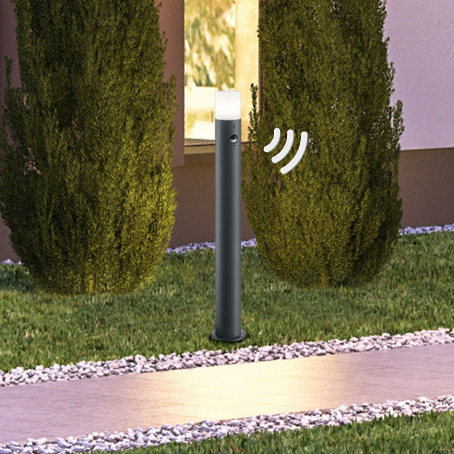 B-Ware Trio Lighting Wegeleuchte Hoosic Anthrazit M. Bewegungsmelder Sockelleuchte E27 - 4017807382600