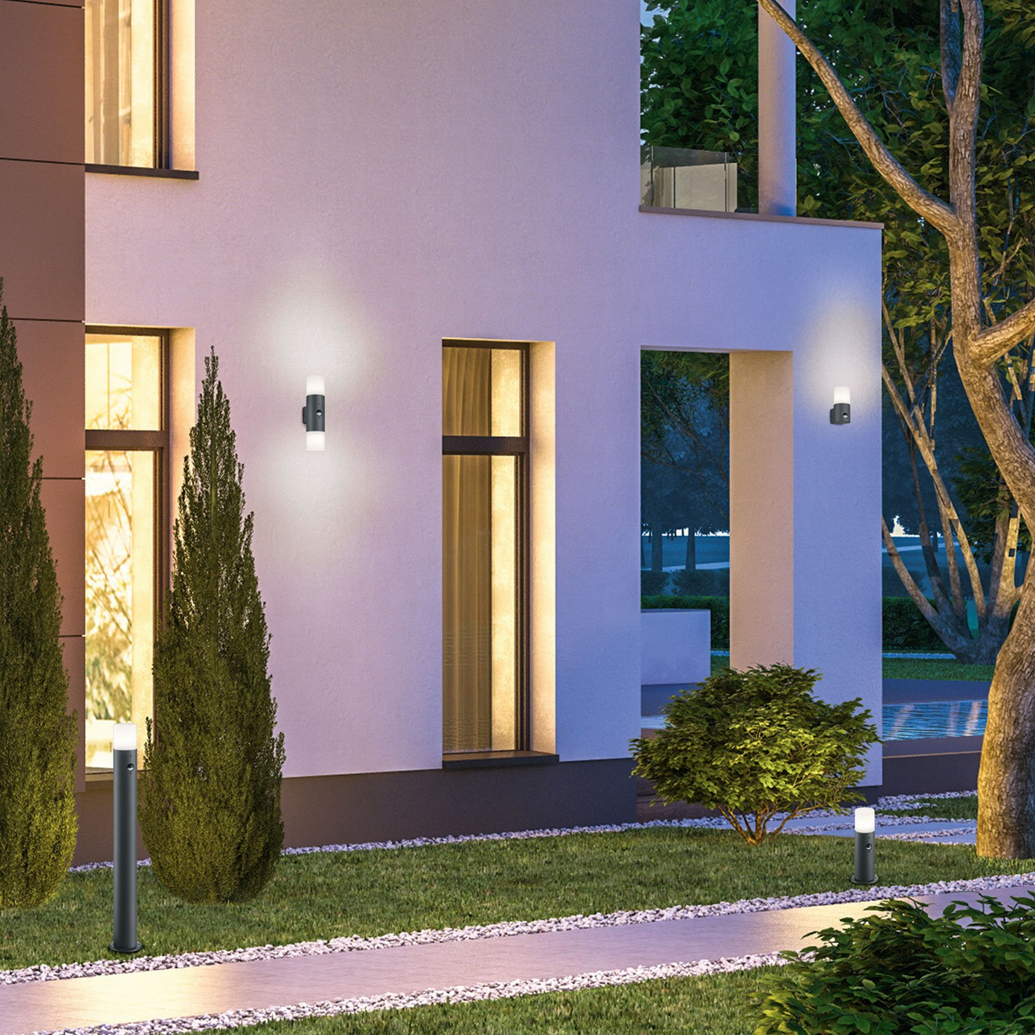 B-Ware Trio Lighting Wegeleuchte Hoosic Anthrazit M. Bewegungsmelder Sockelleuchte E27 - 4017807382600