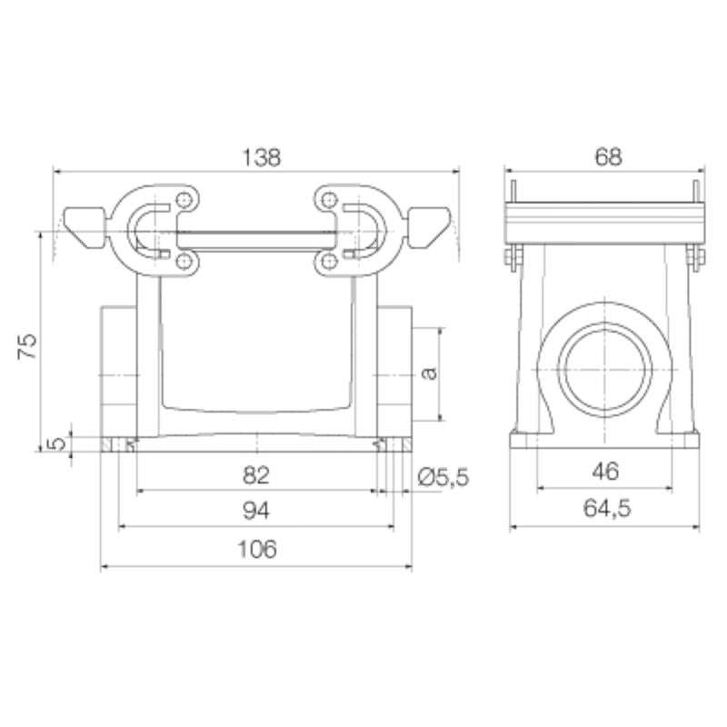 Weidmüller Sockelgehäuse Gehäuse Steckverbinder HDC32A SBU 2PG21G Aluminium - 4008190423018
