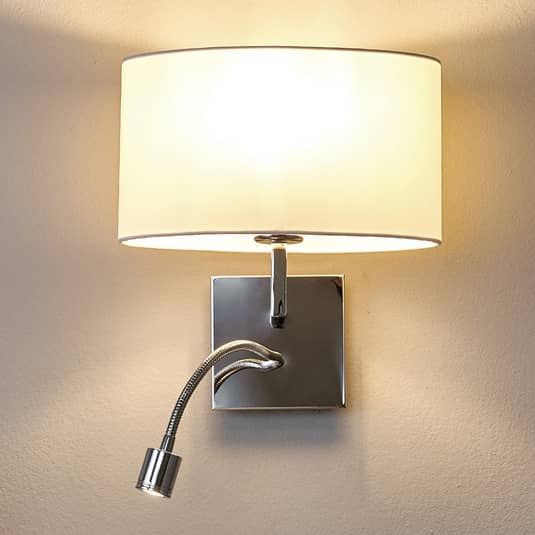 B-Ware Lucande Weiße Stoff Wandleuchte Wandleuchte Lampe Leuchte Karla Mit Led Leselich - 4251096513073