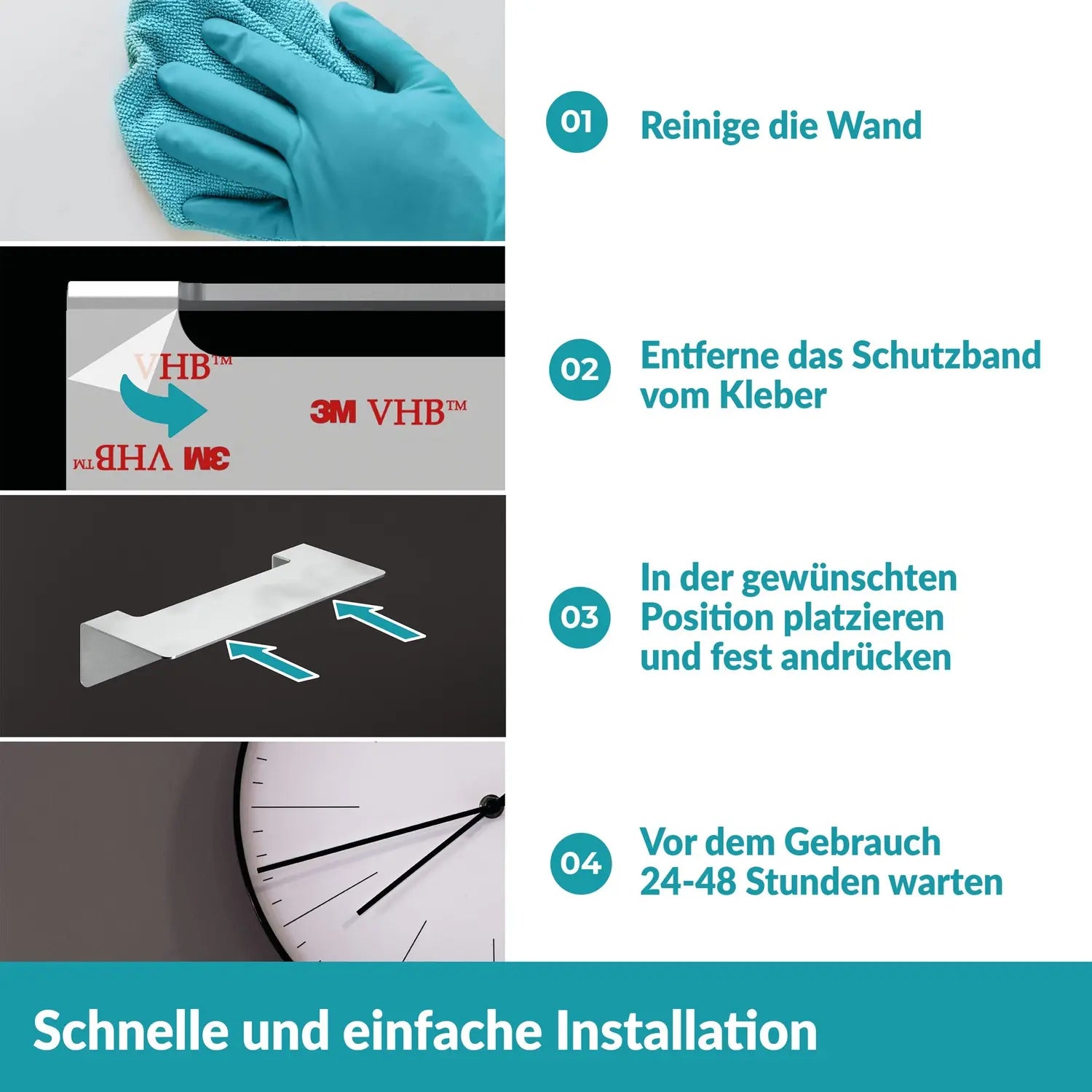 B-Ware Weissenstein Badablage Ablage Groß Wandmontage Matt Silber Selbstklebend - 4260470462364