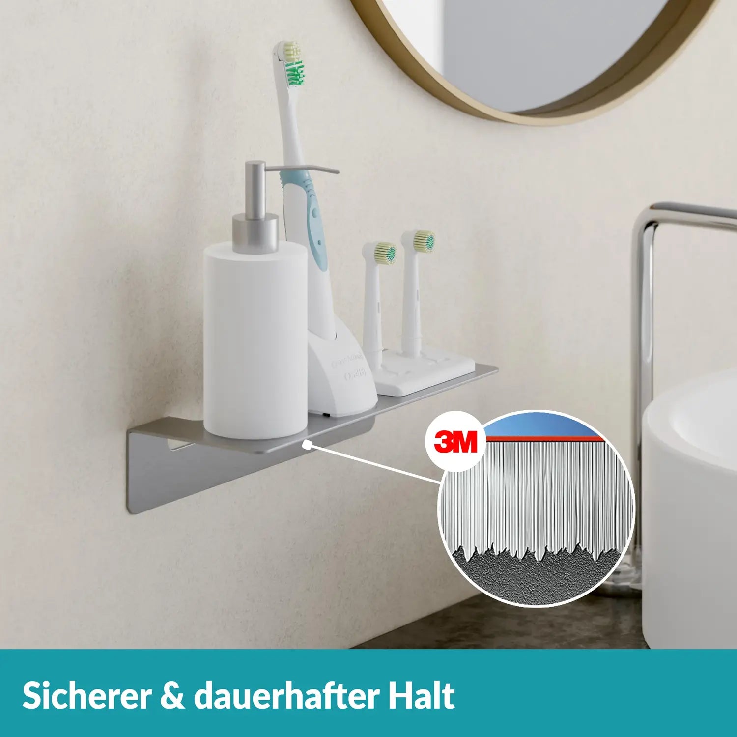 B-Ware Weissenstein Badablage Ablage Groß Wandmontage Matt Silber Selbstklebend - 4260470462364
