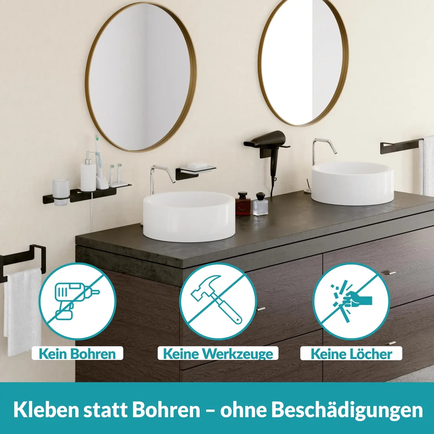 B-Ware Weissenstein Badablage Regal Ablage Womo Edelstahl Schwarz Selbstklebend929 - 4260470462371