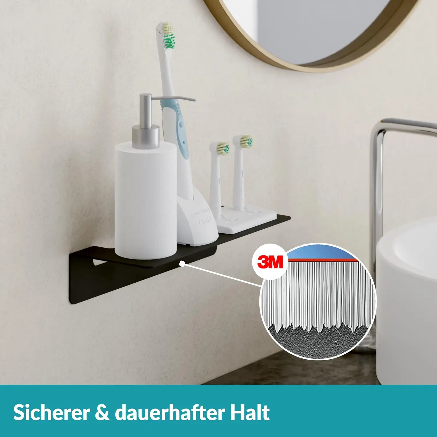 B-Ware Weissenstein Badablage Regal Ablage Womo Edelstahl Schwarz Selbstklebend - 4260470462371