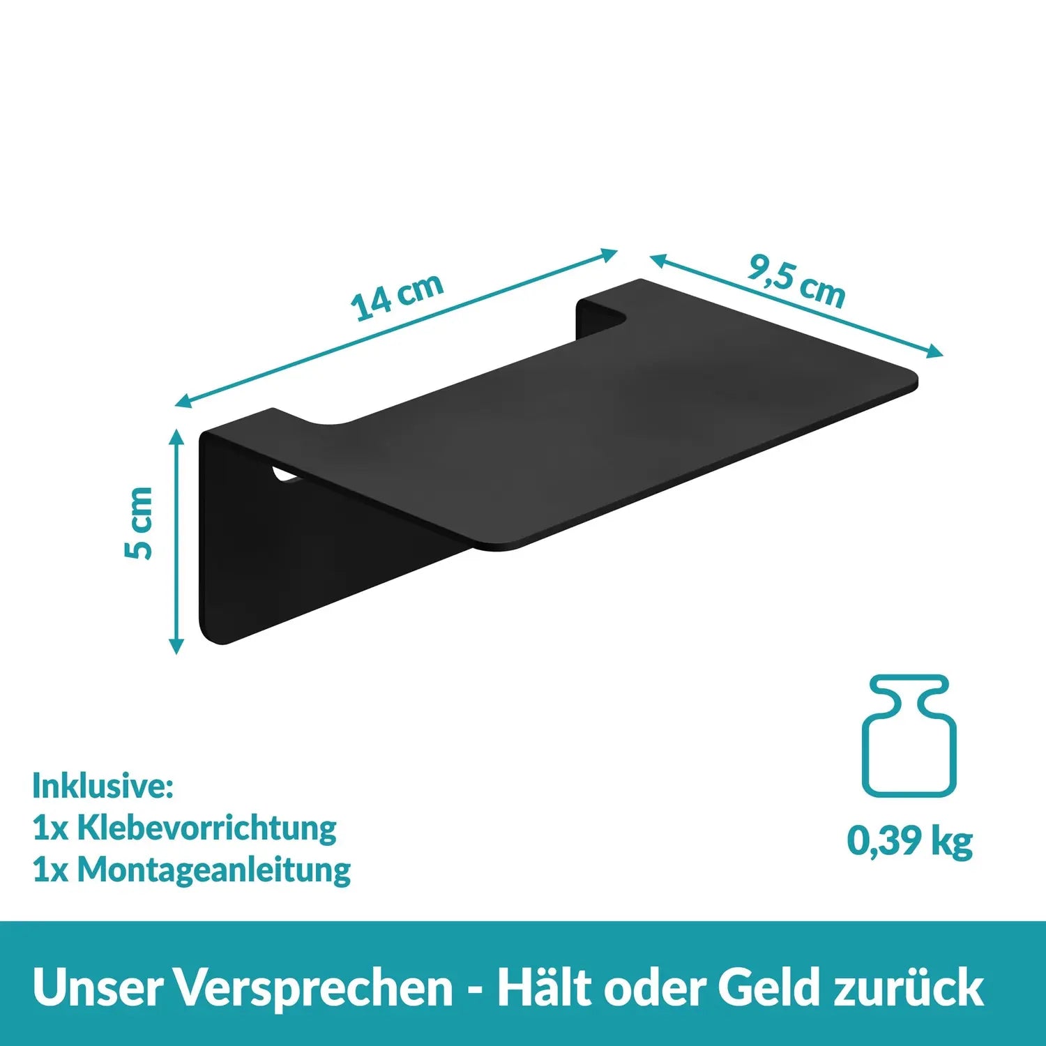 B-Ware Weissenstein Badablage Ablage Regal Schwarz Edelstahl Ohne Bohren Wandmontage - 4260470461916