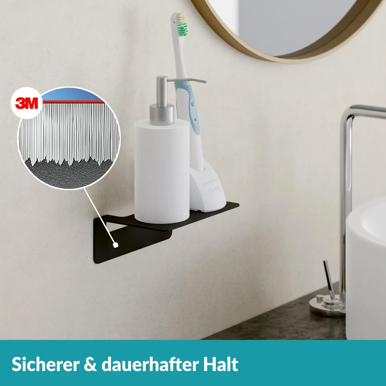 B-Ware Weissenstein Badablage Ablage Regal Schwarz Edelstahl Ohne Bohren Wandmontage - 4260470461916