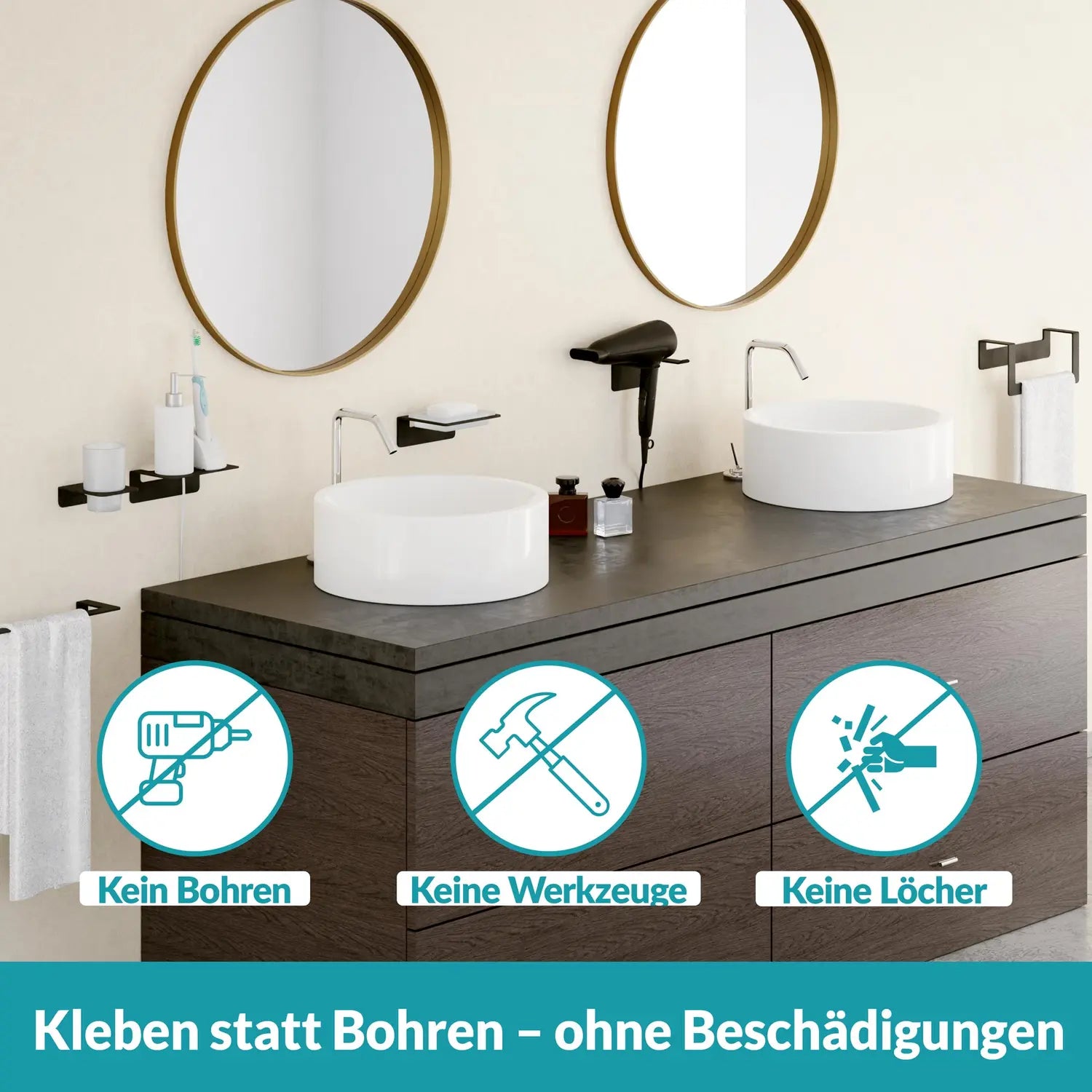 B-Ware Weissenstein Badablage Ablage Regal Schwarz Edelstahl Ohne Bohren Wandmontage - 4260470461916