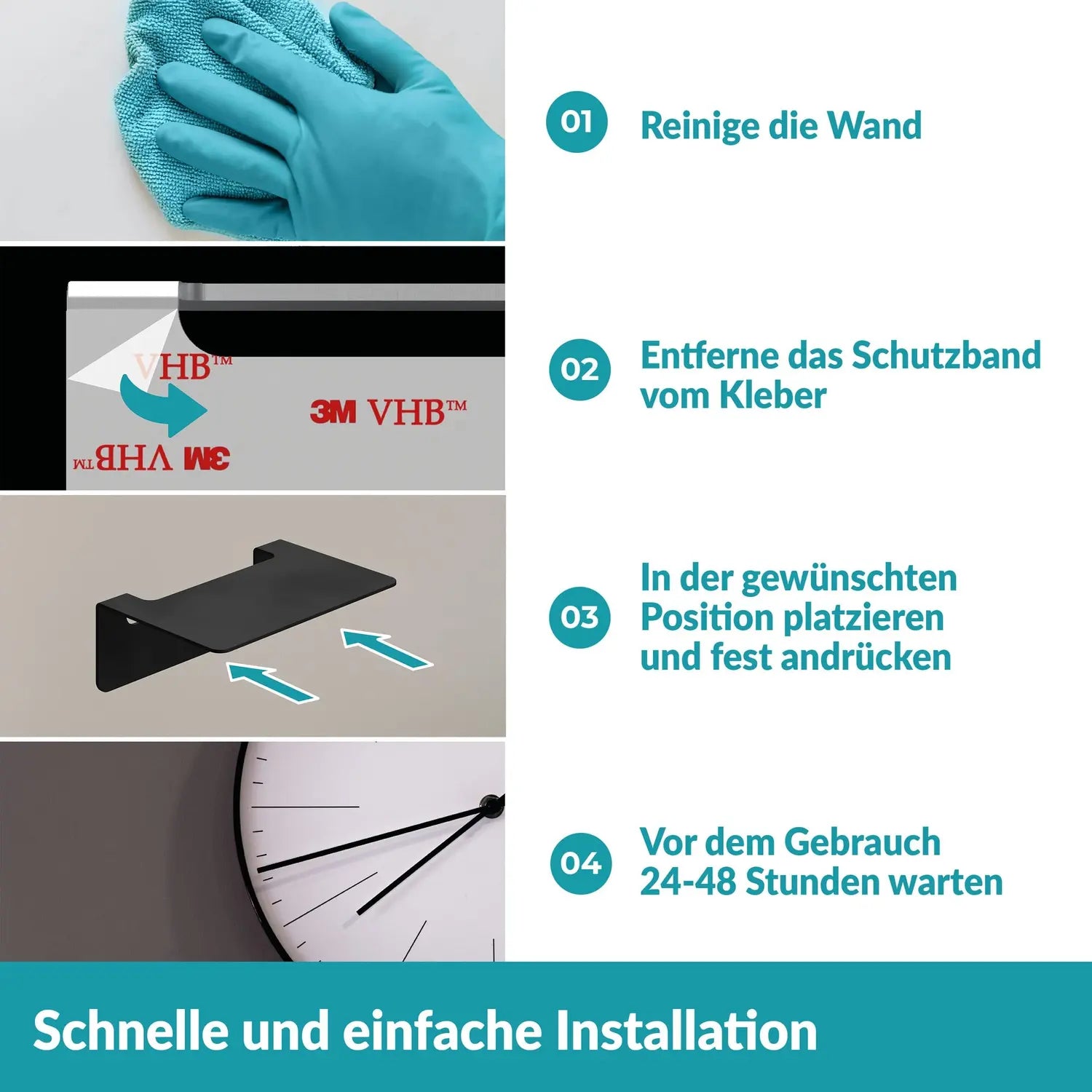 B-Ware Weissenstein Badablage Ablage Regal Schwarz Edelstahl Ohne Bohren Wandmontage - 4260470461916