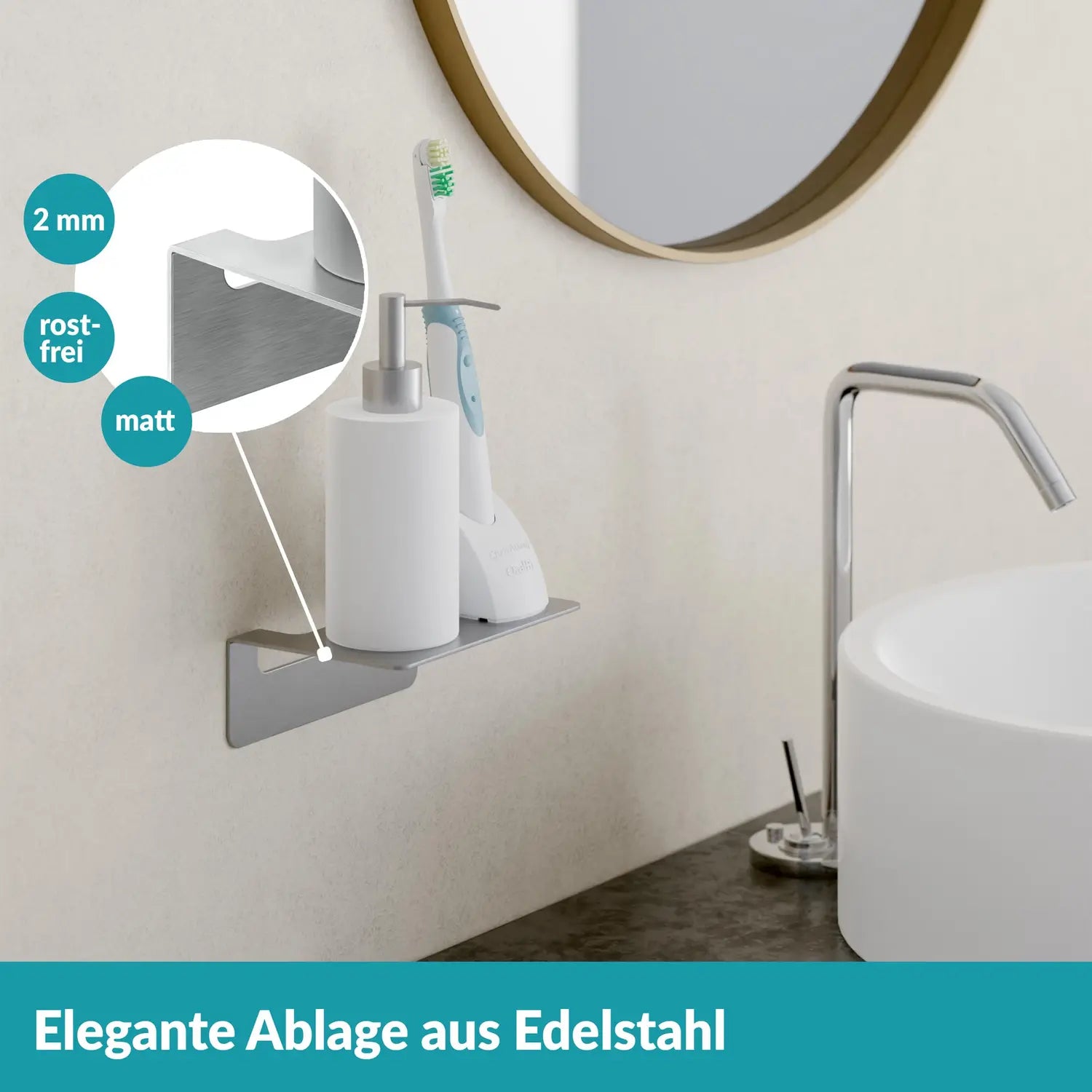 B-Ware Weissenstein Badablage Regal Ablage Badezimmer Silber Selbstklebend Wandmontage - 4260470461626