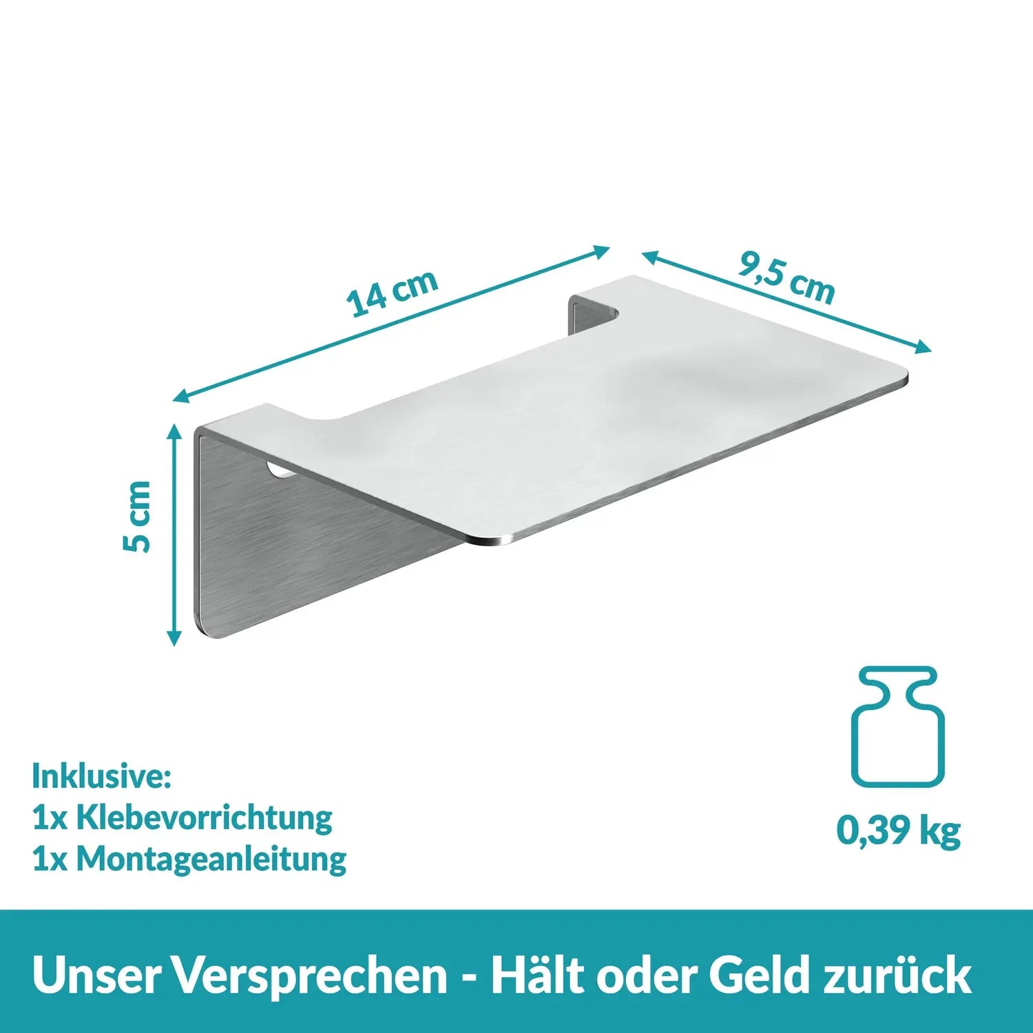 B-Ware Weissenstein Badablage Regal Ablage Badezimmer Silber Selbstklebend Wandmontage - 4260470461626