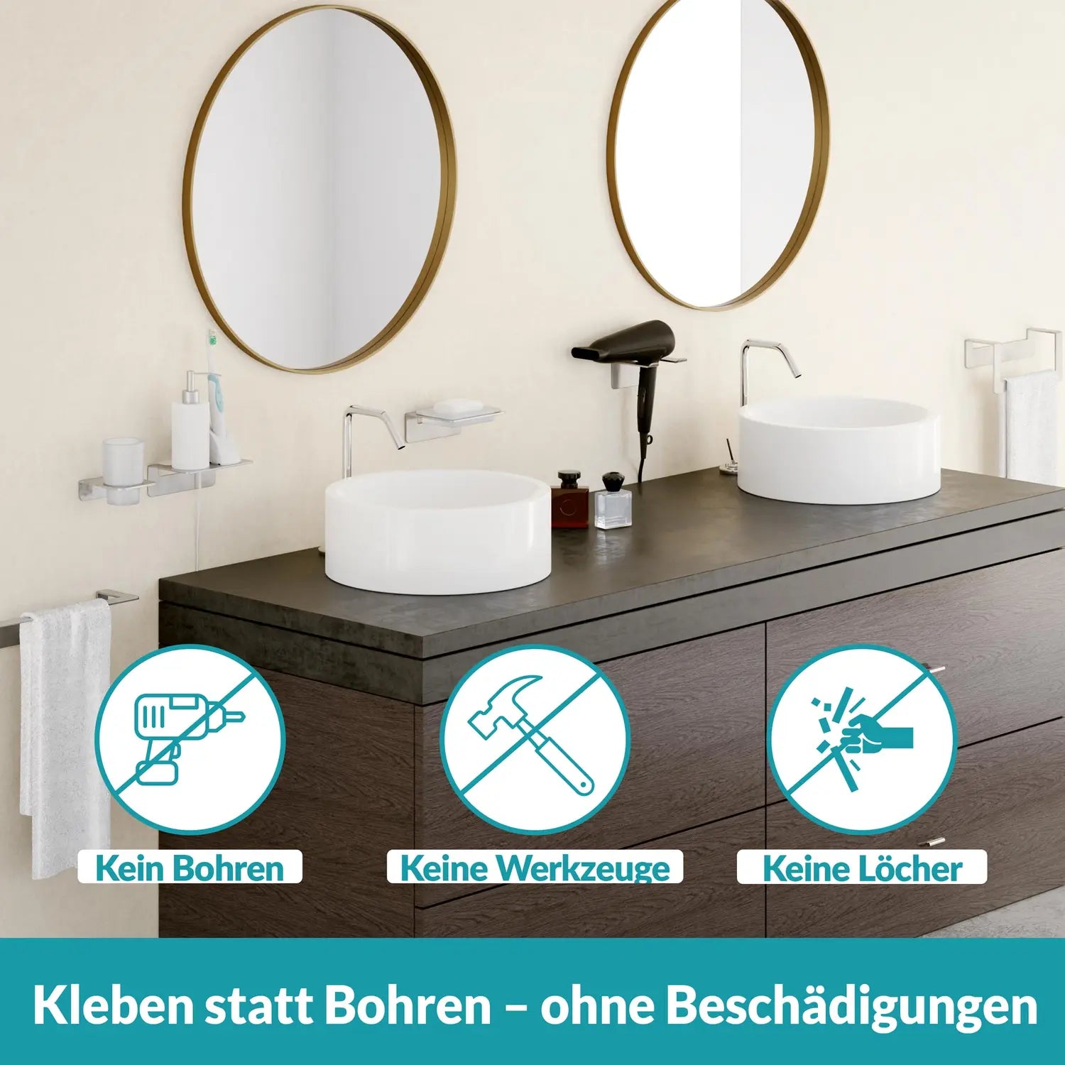 B-Ware Weissenstein Badablage Regal Ablage Badezimmer Silber Selbstklebend Wandmontage - 4260470461626