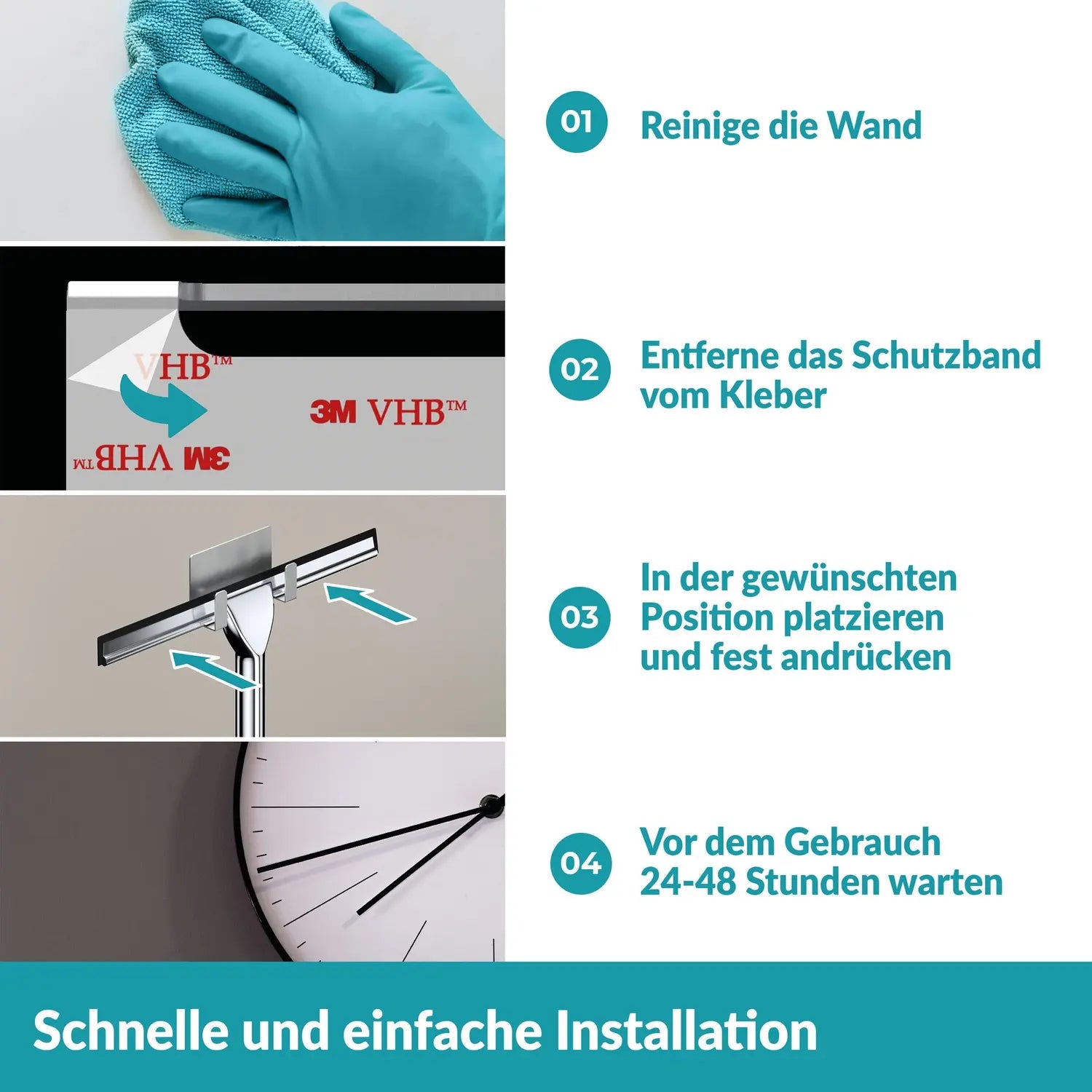 B-Ware Weissenstein Duschabzieher Badabzieher Silber Gummilippe Klebehalterung - 4260470462180